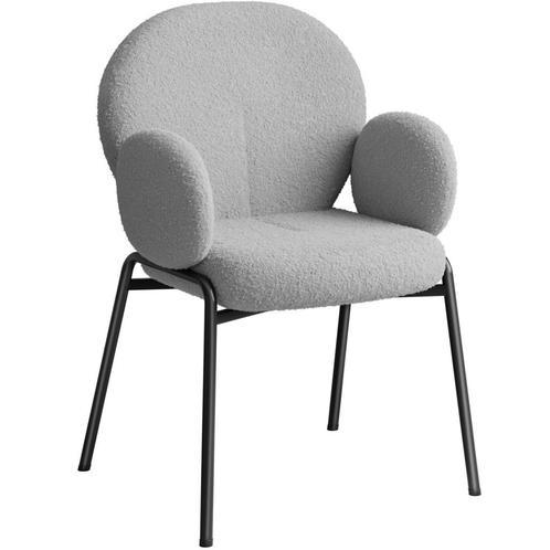 Stoel Scandi gestoffeerd, bouclé stof - lichtgrijs, Maison & Meubles, Chaises, Envoi