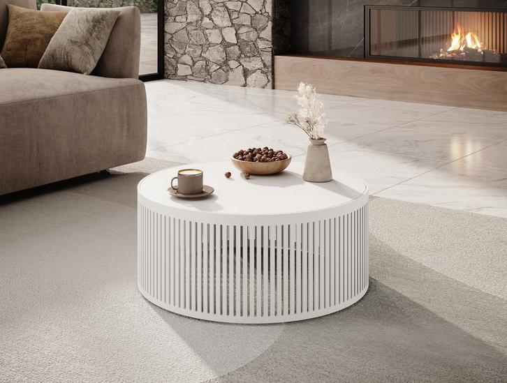 Meubella Salontafel rond wit 59 cm | Modern, Huis en Inrichting, Tafels | Salontafels, Nieuw, 50 tot 100 cm, Minder dan 50 cm