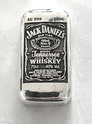 100 grammes - Argent .999 - -No Reserve- Jack Daniels  (Sans