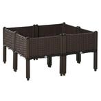 TRUUSK Verhoogd Bloembed 4-delig - Rattan-Look - Met Afvoerg, Verzenden, Nieuw
