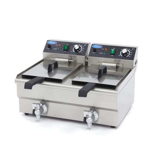 Frituurpan - 2x 10 L - 2 Manden - met Tapkraan, Elektronische apparatuur, Frituurpannen, Nieuw, Duo-friteuse, 4 liter of meer