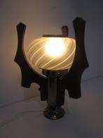 Lamp - futuristisch - staal-hout-glas, Antiek en Kunst, Curiosa en Brocante