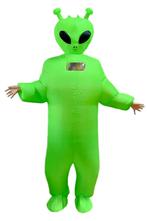 KIMU® Opblaas Kostuum Lange Groene Alien Kinderen 120 tot 15, Enfants & Bébés, Costumes de carnaval & Déguisements, Ophalen of Verzenden