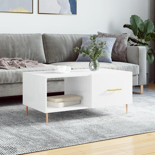 vidaXL Salontafel 90x50x40 cm bewerkt hout hoogglans wit, Huis en Inrichting, Tafels | Salontafels, Nieuw, Verzenden