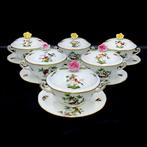 Herend - Exquisite Set of Soup Bowls with Rose Lids (18 pcs)