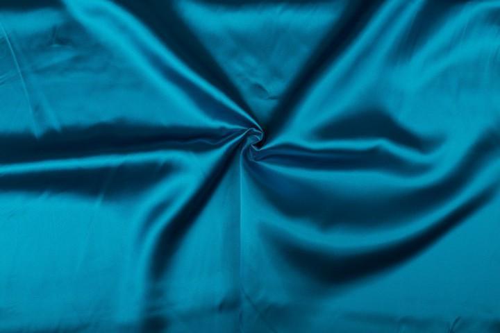 Satijn stof waterblauw - Glanzende stof 50m op rol, Hobby en Vrije tijd, Stoffen en Lappen, Verzenden