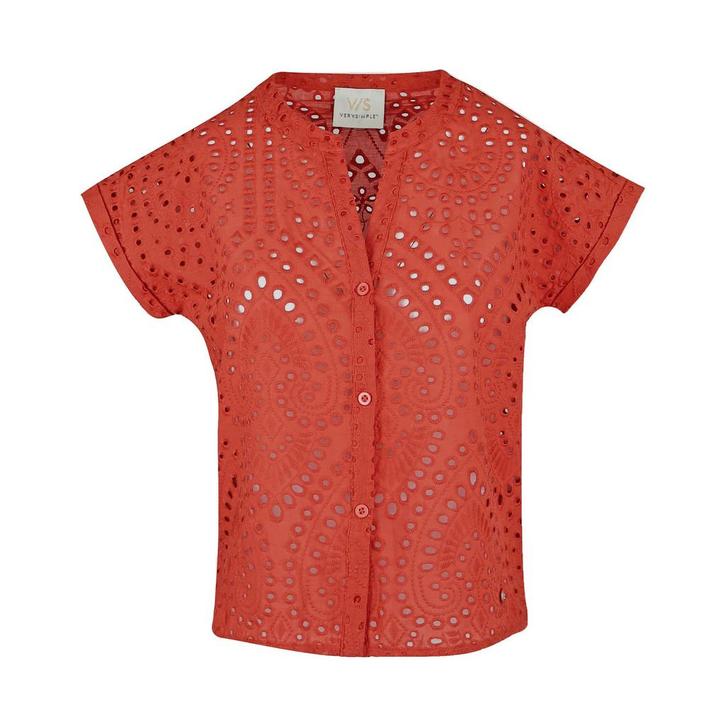Verysimple • opengewerkte korte rode top • XS (IT40), Kleding | Dames, Blouses en Tunieken, Rood, Nieuw, Maat 42/44 (L), Verzenden