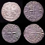 Frankrijk. Lot of 4 medieval French silver coins, consisting, Timbres & Monnaies, Monnaies | Europe | Monnaies euro