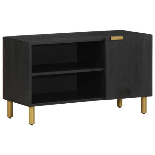 vidaXL Tv-meubel 80x33x46 cm bewerkt hout zwart, Huis en Inrichting, Woonaccessoires | Cd- en Dvd-rekken, Nieuw, Verzenden