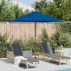 vidaXL Parasol met houten paal 150x200 cm blauw, Tuin en Terras, Verzenden, Nieuw