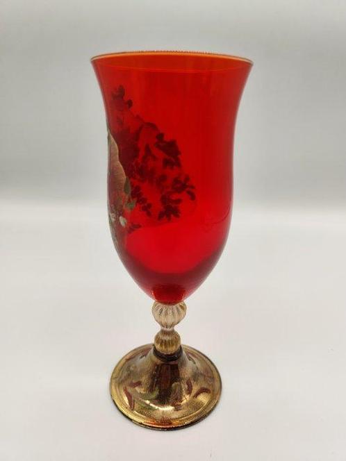 Kelk - Handgeschilderd op Murano-glas XIX eeuw, Antiek en Kunst, Antiek | Glaswerk en Kristal