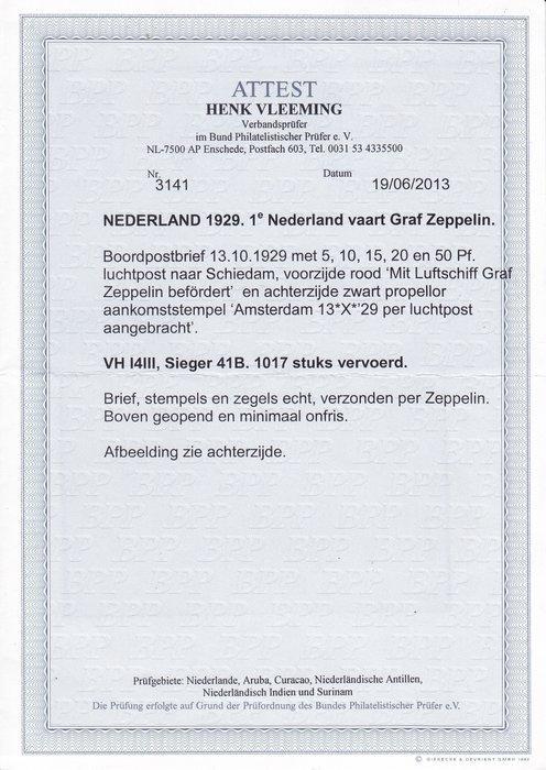 Duitsland 1929 - Graf Zeppelin Nederland reis met attest, Postzegels en Munten, Postzegels | Europa | Duitsland
