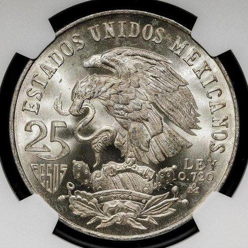 Mexico. 25 Pesos 1968 - NGC MS64 (Juegos Olímpicos de, Postzegels en Munten, Munten | Europa | Niet-Euromunten