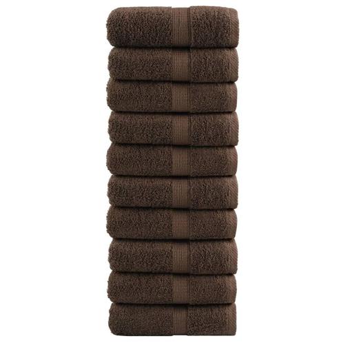 vidaXL Gastendoekjes SOLUND 10 st 600 g/m² 30x50 cm bruin, Huis en Inrichting, Badkamer | Badtextiel en Accessoires, Nieuw, Verzenden
