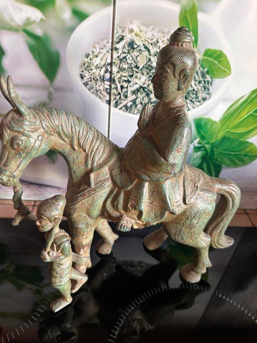 Statue en bronze massif à patine verte — Siddhartha, Antiek en Kunst, Kunst | Niet-Westerse kunst