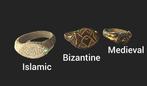 Byzantijns-middeleeuws-islamitisch Bronzen set van 3 Ring, Bijoux, Sacs & Beauté, Bijoux anciens