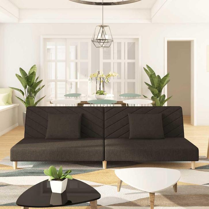 vidaXL Slaapbank 2-zits met 2 kussens stof bruin, Huis en Inrichting, Zetels | Zetels, Nieuw, Verzenden