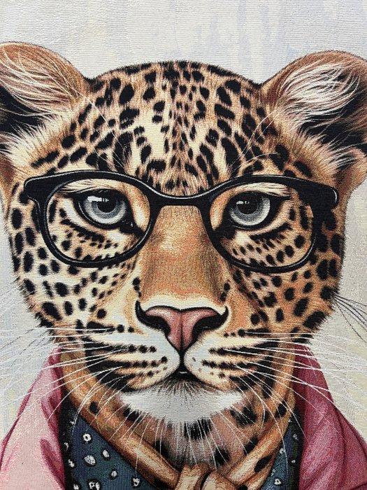 Decoratief wandtapijt van gobelintwillen - Leopard Gentleman, Antiek en Kunst, Antiek | Tapijten, Tafelkleden en Textiel