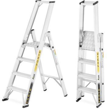 Ladder - huishoudtrap - 4 treden - aluminium - 50x91x148 cm, Ophalen of Verzenden