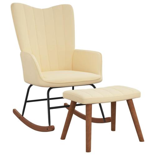 vidaXL Chaise à bascule avec repose-pied Blanc crème, Maison & Meubles, Chaises, Neuf, Envoi