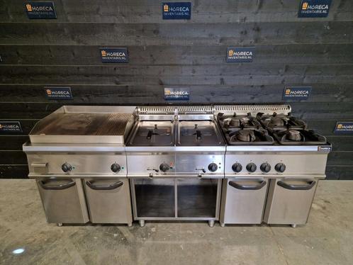 Tecnoinox kooklijn | 4-pits gasfornuis, dubbele friteuse,, Zakelijke goederen, Horeca | Keukenapparatuur, Gebruikt