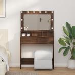 vidaXL Make-up Tafel met LED Verlichting - Bruin Eiken,, Huis en Inrichting, Tafels | Kaptafels, Verzenden, Nieuw
