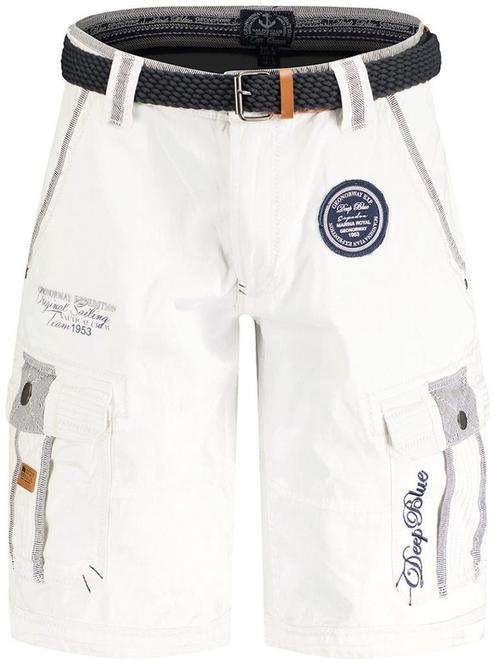 Geographical Norway Heren Bermuda Met Riem Paillette Wit, Kleding | Heren, Broeken en Pantalons, Verzenden