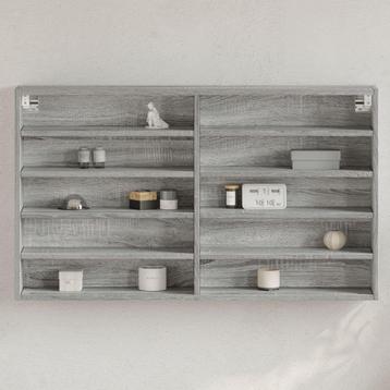 vidaXL Vitrinekast 100x15x58 cm bewerkt hout grijs sonoma, Verzenden