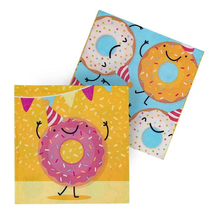 Servetten Donut Papier 33cm, Hobby en Vrije tijd, Feestartikelen, Nieuw, Verzenden