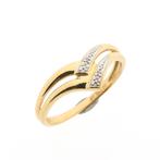 Gouden v-vorm ring met diamant | 0,005 ct. (gouden ring), Handtassen en Accessoires, Ringen, Goud, 20 of groter, Met edelsteen