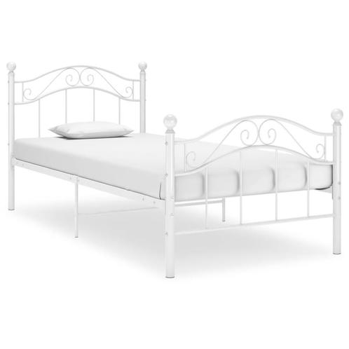 vidaXL Cadre de lit Blanc Métal 100x200 cm, Maison & Meubles, Chambre à coucher | Lits, Neuf, Envoi