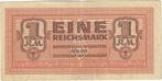 1 Reichsmark 1942 Germany Military Wehrmacht, Timbres & Monnaies, Billets de banque | Europe | Billets non-euro, Verzenden