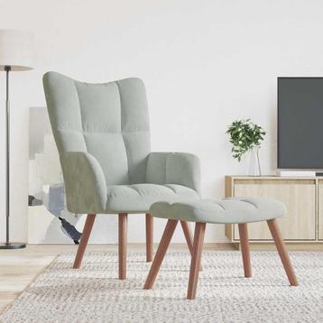 vidaXL Relaxstoel met voetenbank fluweel lichtgrijs, Huis en Inrichting, Fauteuils, Verzenden, Nieuw