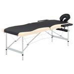 vidaXL Massagetafel inklapbaar 2 zones aluminium zwart en, Sport en Fitness, Verzenden, Nieuw