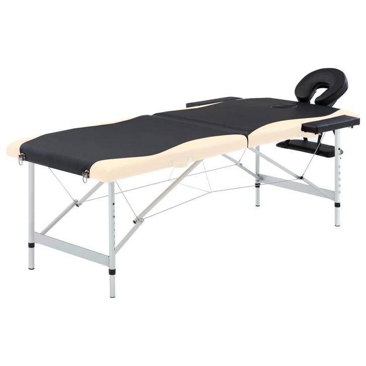vidaXL Massagetafel inklapbaar 2 zones aluminium zwart en, Sport en Fitness, Massageproducten, Nieuw, Verzenden