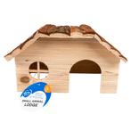 knaagdieren houten lodge schorsdak 21x13x12cm, Dieren en Toebehoren, Nieuw