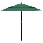 Parasol 3-laags Groen | OP = OP | 46% Korting, Tuin en Terras, Parasols, Verzenden, Nieuw, 2 tot 3 meter, Stokparasol