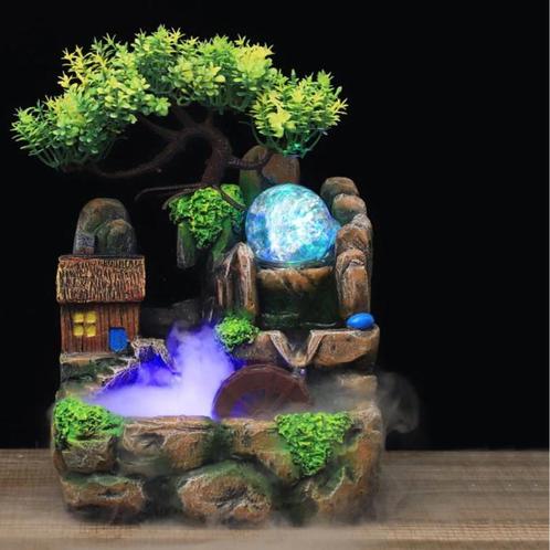 Sier Waterval Zen Garden Watermolen met Nebulizer - LED, Huis en Inrichting, Woonaccessoires | Wanddecoraties, Nieuw, Verzenden
