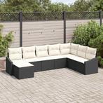 vidaXL 8-delige tuinset met kussens zwart poly rattan, Tuin en Terras, Verzenden, Nieuw, Tuinset