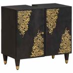 vidaXL Wastafelkast Zwart 62 x 33 x 58 cm Massief Mango Hout, Verzenden, Nieuw