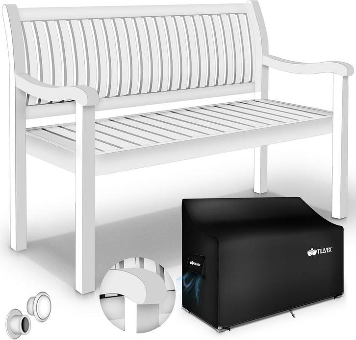 Houten Tuinbank - Weerbestendig - Zitbank - Wit - Tillvex®, Huis en Inrichting, Woonaccessoires | Overige, Nieuw, Verzenden