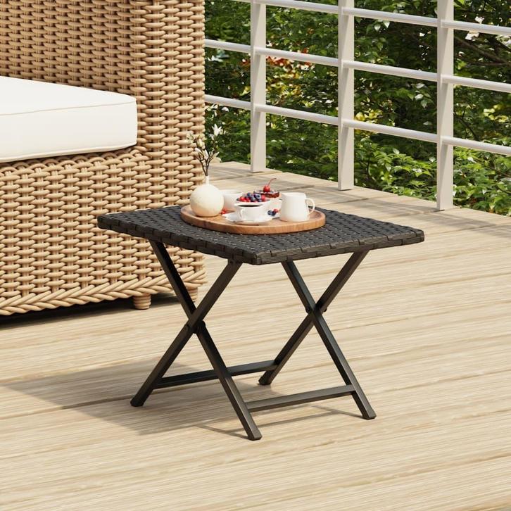 vidaXL Tafel inklapbaar 45x35x32 cm poly rattan zwart, Tuin en Terras, Tuintafels, Nieuw, Verzenden