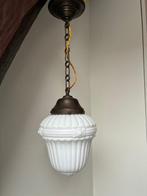 Lamp - Glas, Metaal - Opaline (melkglazen) kap - hanglamp, Antiek en Kunst