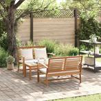vidaXL Tuinbank Set Naturel Massief teakhout, Tuin en Terras, Verzenden, Nieuw