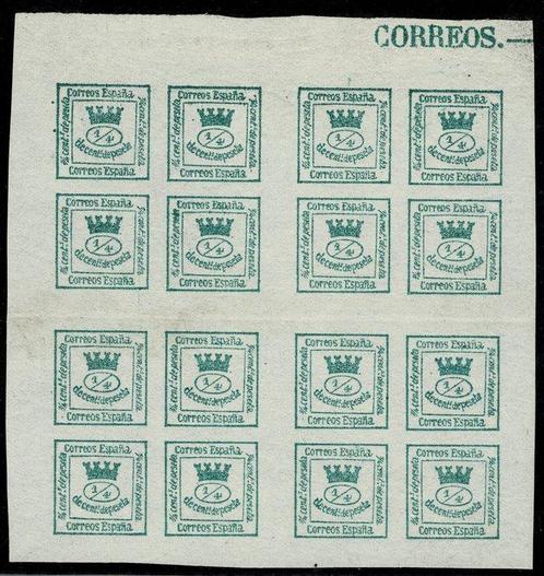 Spanje 1873 - Spoorszegel van Spanje 1873 nr. 130 4/4 groene, Postzegels en Munten, Postzegels | Europa | Spanje