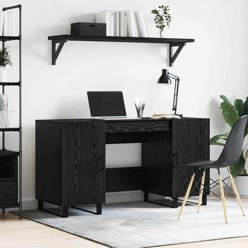 vidaXL Bureau met plank Zwart eiken 140 x 50 x 75 cm Bewerkt, Verzenden