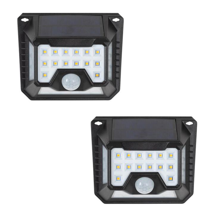 2x Buitenlamp Zonne-energie Solys S Solar Sensor LED Wandlam, Tuin en Terras, Buitenverlichting, Minder dan 50 watt, Nieuw, Kunststof