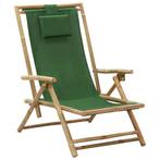 vidaXL Relaxstoel verstelbaar bamboe en stof groen, Tuin en Terras, Verzenden, Nieuw