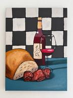 Cansu Rossi - Red Wine & Bread - Trattoria - Oil painting, Antiquités & Art