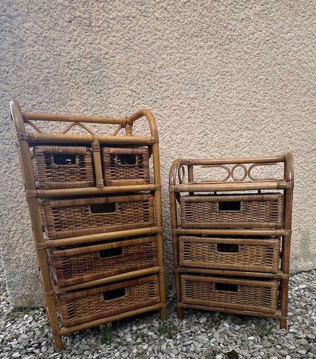 Plank - Bamboe, Rattan - Twee rekken/kasten, Antiek en Kunst, Kunst | Designobjecten
